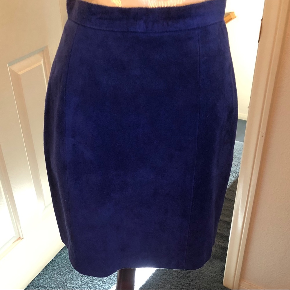 Royal Blue Genuine Leather Suede Skirt